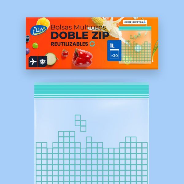 BOLSAS MULTIUSOS DOBLE ZIP REUTILIZABLES 1L FLISS