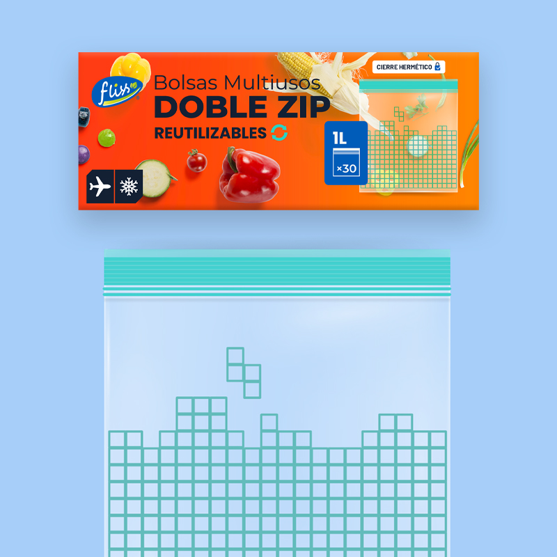 BOLSAS MULTIUSOS DOBLE ZIP REUTILIZABLES 1L FLISS